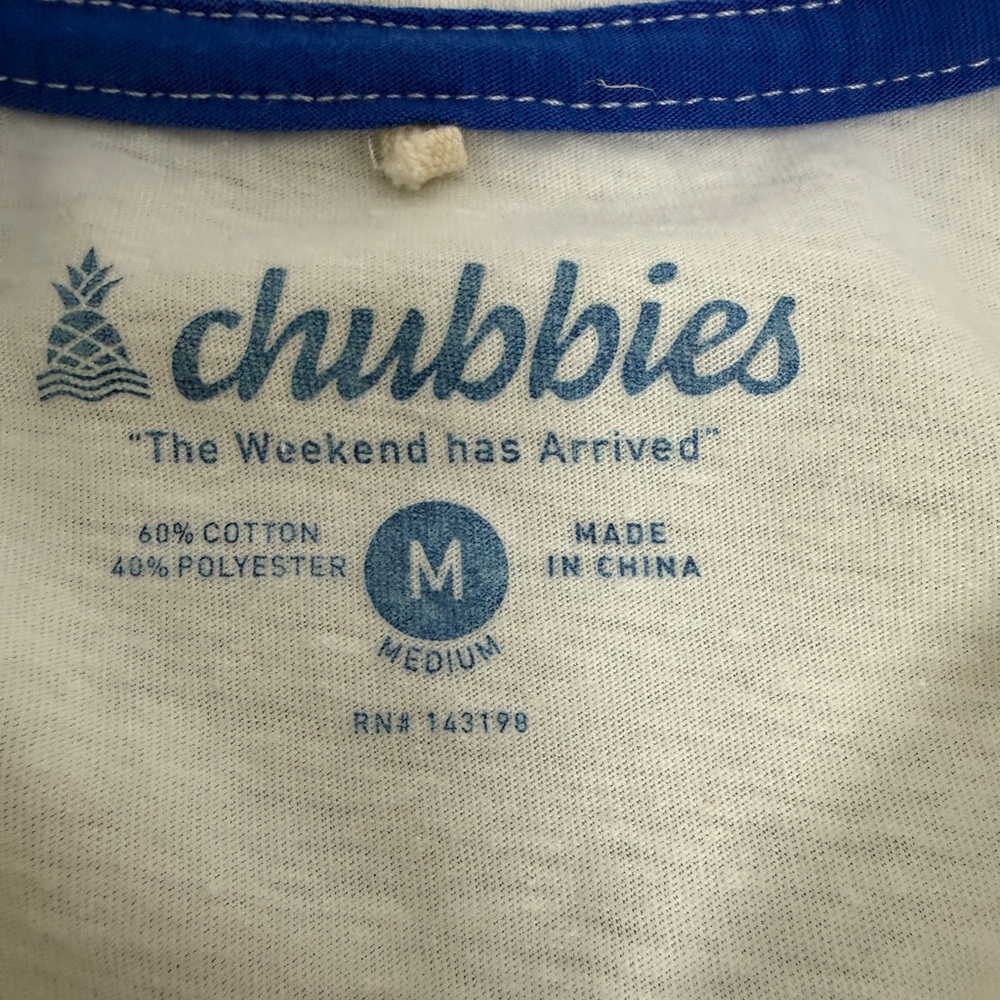 Chubbies “Skys Out Thighs Out” Tropical Graphic Pocket T-Shirt Medium - Picture 3 of 8